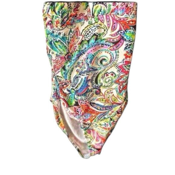 Lauren Ralph Lauren Multicolor Paisley One Piece Boho Swimsuit Size 14 - Picture 3 of 6